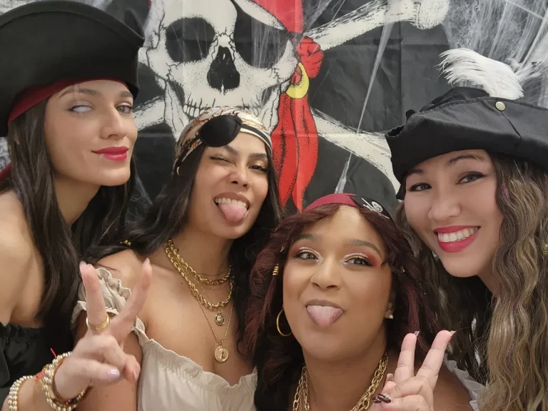Spine and Injury Associates Haines City staff taking a pirate themed Halloween selfie