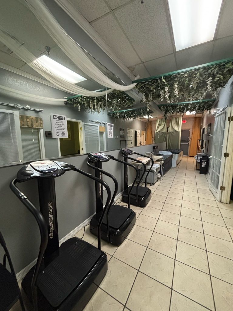 Therapy area with vibration plates at the Orlando chiropractic clinic